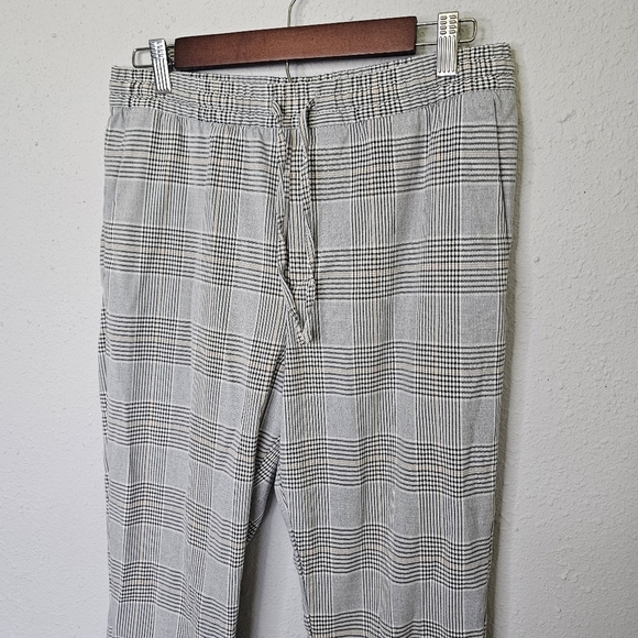 H&M Womens S‎ Small Plaid Trouser Pullon Dress Pants Elastic Waist Comfy Career - Picture 2 of 12